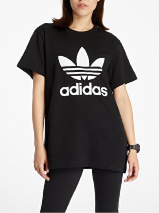 Adidas Boyfriend Tee Black White Short Sleeve Oversized Size Medium